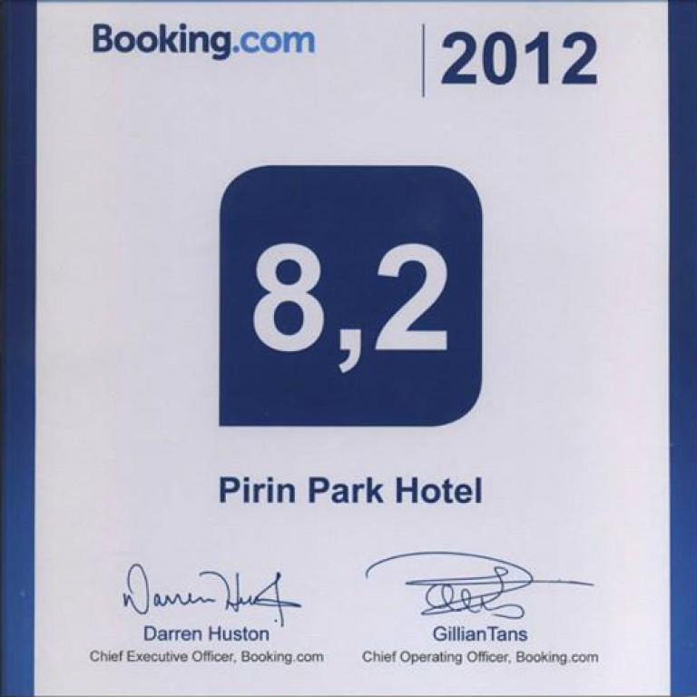 Парк Хотел Пирин получи сертификат от Booking.com Парк Хотел Пирин получи сертификат от Booking.com